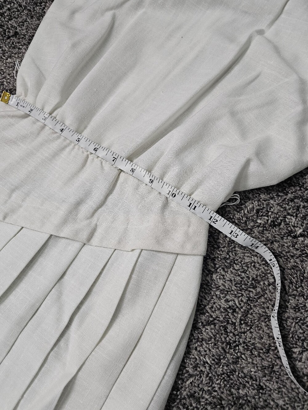 Vintage Malouf Petite White Pleated Midi Dress Size 6 - Picture 6 of 9